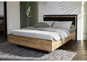 Pat dublu cu spațiu de depozitare OREN 140x200 cm, maro/negru