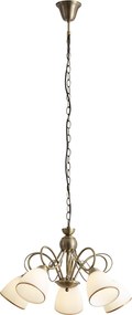 Lampă suspendată clasică bronz cu sticlă opal 5 lumini - Katarina