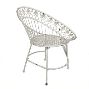 Scaun de exterior, alb, din metal, cu aspect vintage