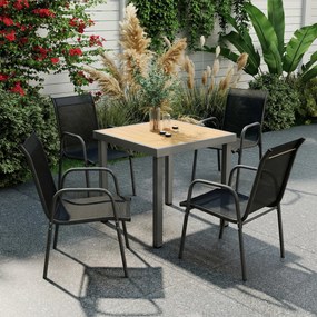 Outsunny Set de 4 Scaune Outsunny de Grădină Empilabile cu Spătar Înalt pentru Exterior | Aosom Romania