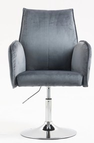 HR280N Scaun Grafit din Catifea cu Bază Cromata