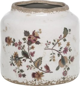 Ghiveci din ceramica cu motiv floral, H13.5/D13.5 cm, Nancy