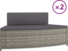 vidaXL Bănci pentru spa cu perne, 2 buc., gri, poliratan