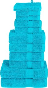 vidaXL Set de prosoape premium SOLUND, 12 piese, turcoaz, 600 g/m²