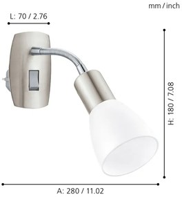 EGLO 92935 - Aplica perete in priza DAKAR 3 1xE14/25W