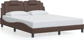 vidaXL Cadru de pat, Viana, fără saltea, maro, 160x200 cm, piele ecologică