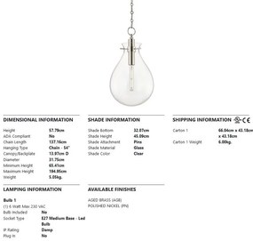 Pendul LUX design minimalist IVY medium, nichel lucios