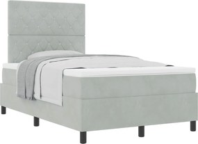 vidaXL Pat cu arcuri cu saltea Gri deschis 120 x 200 cm Catifea