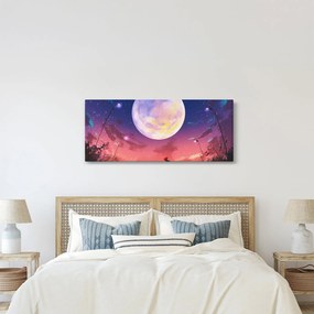 Tablou - Femeie și câine pe lună plină (120x50 cm)