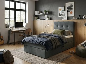 Pat tapițat boxspring DIRELIS VIBE 90x200 cm gri inchis Saltele: Saltea cu arcuri Bonell