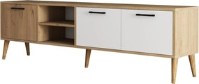 Comoda TV EXXEN-1585, stejar/alb, PAL melaminat, 180x35x53 cm
