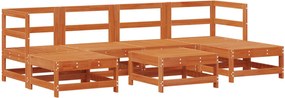 vidaXL Set de lounge pentru grădină 7 pcs Maro Ceară Lemn masiv de pin