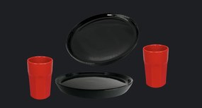 Set Cadou Vulcano Sarbatori 4 piese ( 2 Farfurii Vulcano 20 cm, 2 Pahare Rosii 330ml)
