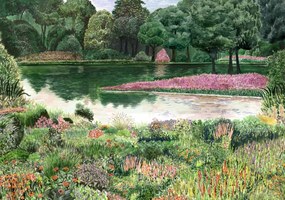 Tapet lavabil Jardín del Espejo, Primavera, Coordonne