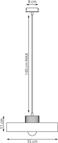 Lustră pe cablu KIVI, 1xE27/15W/230V, alb