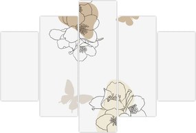 Tablou - Flori bej cu fluture N⁰2 (150x105 cm)