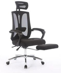 Scaun ergonomic, reglabil, tetiera, spătar Mesh, Negru,