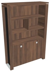 Dulap înalt Verno+ S 140 x 46 x 210 cm, cu rafturi, nuc / negru