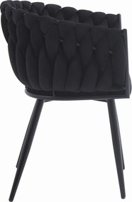 Fotoliu de masa ORION VELVET din catifea cu picioare negre, negru