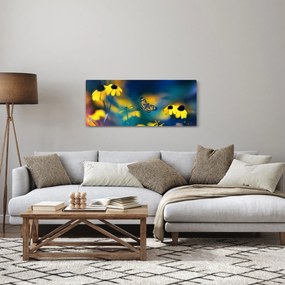 Tablou - Fluture galben și flori (120x50 cm)