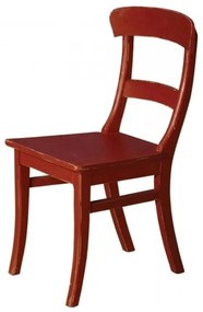 Scaun dining, rosu, din lemn masiv de fag, aspect rustic, Country Chic