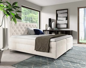 Pat cu boxspring, 160x200, material alb Velvet, GULIETTE + cadou