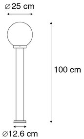 Lampă modernă de exterior cu stâlp din oțel inoxidabil 100 cm - Sfera