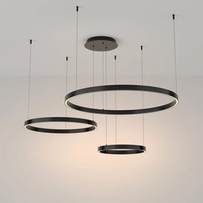 Lustra LED suspendata design modern Rim negru 80cm, 3000K