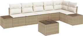vidaXL Set de canapele pentru grădină 7 pcs Bej și crem poliratan