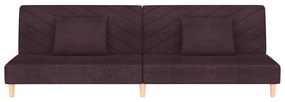 Canapea extensibila 2 locuri, 2 pernetaburet, violet, textil Violet, Cu scaunel pentru picioare