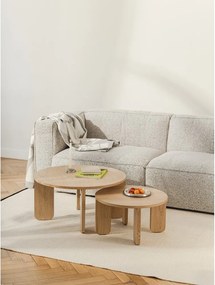 Măsuță de cafea în culoare naturală rotundă cu blat cu aspect de lemn de stejar ø 55 cm Kuvu – noo.ma