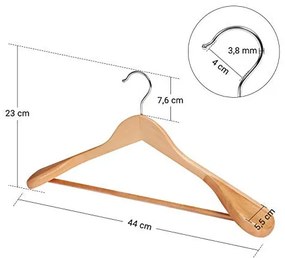 Set de 6 umerase din lemn, Songmics, Natural-Argintiu, 44.5x23.5x5.5 cm