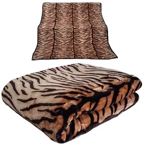 Pătură acrilică de lux modernă, culoarea maro cu model de tigru Lăţime: 160 cm | Lungime: 210 cm