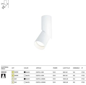 Spot LED aplicat directionabil design tehnic Dafne alb 4000K