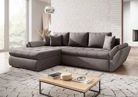 Colțar extensibil dumonde cu ladă de depozitare si sezut confortabil din spuma high-density, Loana Enjoy Kaki II 270x185 cm