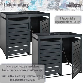 Dulap exterior STILISTA pentru 4 pubele, cu acoperiș pentru