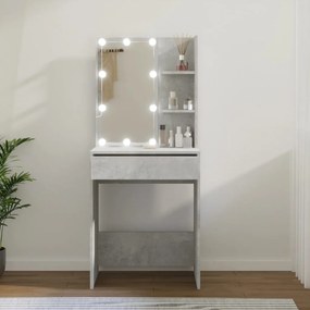vidaXL Masă de toaletă cu LED, gri beton, 60x40x140 cm