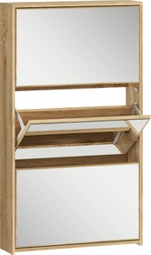 HOMCOM Dulap pentru Pantofi a Oglindă Con 3 Sertare a Rabatabil 65x17x114.5 cm Color Lemn | Aosom Romania