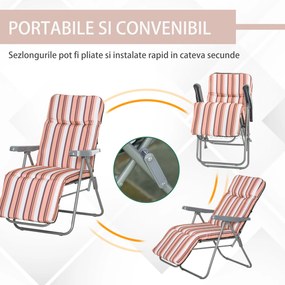 Outsunny Set de 2 Scaune pentru Exterior, Confortabile cu Pernă Căptușită, Design Modern, 60x75x102 cm, Portocaliu | Aosom Romania