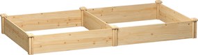 Outsunny Grădină Ridicată de Exterior cu Separator Central și Bază Deschisă, Jardinieră din Lemn de Brad, pentru Flori, Legume, Balcon sau Grădină, 235x121x26 cm, Culoare Lemn | Aosom Romania