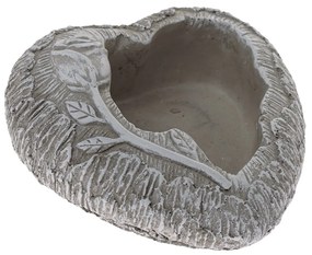 Husă din beton pentru ghiveci Heart with twig,gri, 16 x 6,5 cm