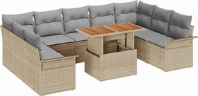 vidaXL Set de canapele pentru grădină 10 pcs Bej Rattan poli