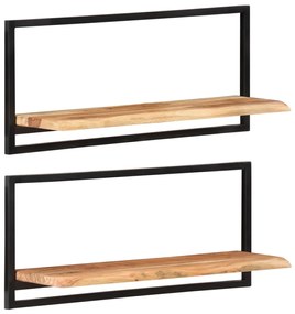 vidaXL Rafturi de perete 2 buc. 80x25x35 cm lemn masiv acacia/oțel
