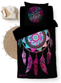 Lenjerie de pat neagră din bumbac pentru pat de o persoană 140x200 cm Porte Bonheur – douceur d'intérieur