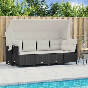 3261527 vidaXL Set mobilier de grădină cu perne, 5 piese, negru, poliratan