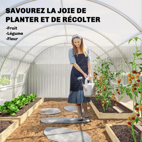 Outsunny Seră tunel de grădină 24 m² 8L x 3l x 2H m - 16 ferestre, ușă rulabilă cu fermoar, oțel galvanizat, prelată PE, Alb | Aosom Romania