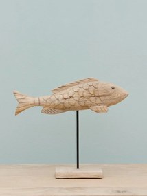 Decoratiune in forma de peste, din lemn reciclat, H28 Wooden Fish