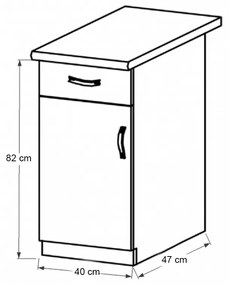 Zondo Dulap inferior de bucătărie D40S1 Provense (Alb + sosna andersen) (S). 1017386