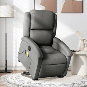 vidaXL Fotoliu electric masaj rabatabil cu ridicare, gri închis textil
