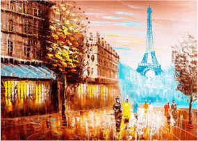 Tablou pe sticlă - Vremea ploioasă și Turnul Eiffel (70x50 cm)
